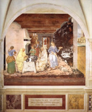 Картина "life of st. benedict. benedict tells two monks what they have eaten" художника "синьорелли лука"