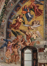 Картина "the last judgment (the left part of the composition - the blessed consigned to paradise)" художника "синьорелли лука"