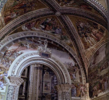 Репродукция картины "view of the frescoes in the chapel of san brizio" художника "синьорелли лука"