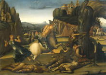 Картина "saint george and the dragon" художника "синьорелли лука"