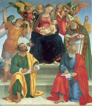Картина "madonna and child with saints and angels" художника "синьорелли лука"
