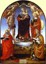 Репродукция картины "the virgin and child among angels and saints" художника "синьорелли лука"