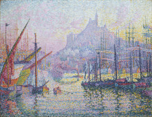 Картина "view of the port of marseilles" художника "синьяк поль"