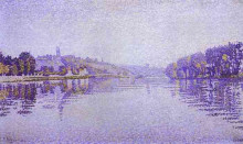 Репродукция картины "river&#39;s edge the siene at herblay" художника "синьяк поль"