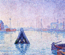 Репродукция картины "the port at vlissingen, boats and lighthouses" художника "синьяк поль"