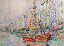 Репродукция картины "an old port of marseille" художника "синьяк поль"