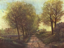 Картина "avenue of trees&#160;in&#160;a&#160;small town" художника "сислей альфред"