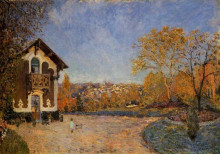 Картина "view of marly le roi from house at coeur colant" художника "сислей альфред"