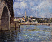 Копия картины "the bridge at saint cloud" художника "сислей альфред"