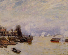 Репродукция картины "the seine, view from the quay de pont du jour" художника "сислей альфред"