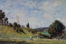Репродукция картины "railroad embankment at sevres" художника "сислей альфред"