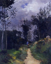 Копия картины "rural guardsman in the fountainbleau forest" художника "сислей альфред"