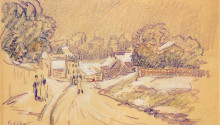 Репродукция картины "early snow at louveciennes" художника "сислей альфред"