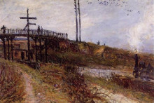 Картина "footbridge over the railroad at sevres" художника "сислей альфред"