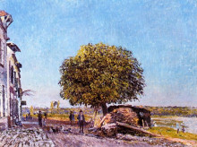 Репродукция картины "chestnut tree at saint mammes" художника "сислей альфред"