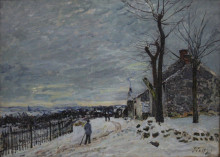Копия картины "snowy weather at veneux nadon" художника "сислей альфред"