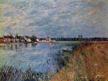 Репродукция картины "riverbank at saint mammes" художника "сислей альфред"