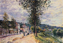 Копия картины "street entering the village" художника "сислей альфред"