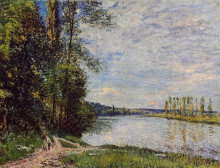 Картина "the path from veneux to thomery along the water, evening" художника "сислей альфред"