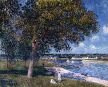 Репродукция картины "walnut tree in a thomery field" художника "сислей альфред"