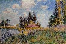 Репродукция картины "landscape the banks of the loing at saint mammes" художника "сислей альфред"