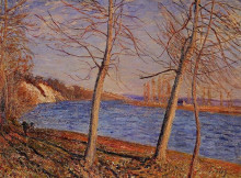 Репродукция картины "riverbank at veneux" художника "сислей альфред"