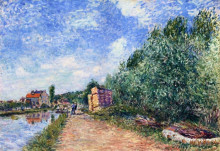 Репродукция картины "canal du loing chemin de halage" художника "сислей альфред"