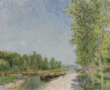 Копия картины "on the banks of the loing canal" художника "сислей альфред"