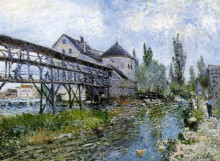 Репродукция картины "provencher s mill at moret" художника "сислей альфред"