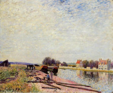 Копия картины "barges on the loing, saint mammes" художника "сислей альфред"