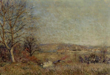 Репродукция картины "the plain of veneux, view of sablons" художника "сислей альфред"