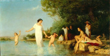 Репродукция картины "bathers" художника "анкер альберт"
