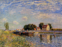 Картина "saint mammes, ducks on canal" художника "сислей альфред"