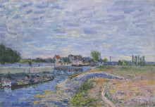 Копия картины "the dam at saint mammes" художника "сислей альфред"