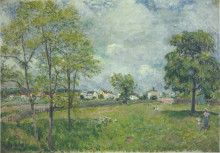 Картина "view of the village" художника "сислей альфред"