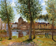 Копия картины "poplars a moret sur loing, an august afternoon" художника "сислей альфред"