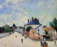 Картина "street in moret(porte de bourgogne from across the bridge)" художника "сислей альфред"