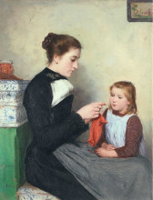 Картина "knitting bernese woman with child" художника "анкер альберт"