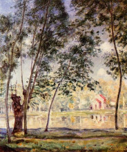 Репродукция картины "sunny afternoon willows by the loing" художника "сислей альфред"