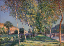 Картина "the lane of poplars at moret sur loing" художника "сислей альфред"