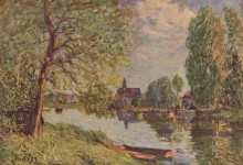 Репродукция картины "river landscape by moret sur loing" художника "сислей альфред"