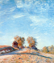 Репродукция картины "hill path in sunlight" художника "сислей альфред"