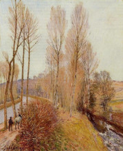 Репродукция картины "path along the loing canal" художника "сислей альфред"