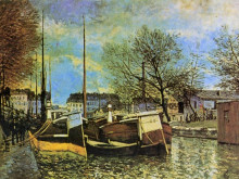 Копия картины "barges on the saint martin canal" художника "сислей альфред"