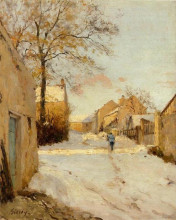 Картина "a village street in winter" художника "сислей альфред"