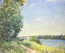 Картина "normandy,&#160;the water&#160;path, in the evening&#160;at&#160;sahurs" художника "сислей альфред"