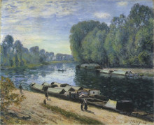 Репродукция картины "boats on the loing river" художника "сислей альфред"