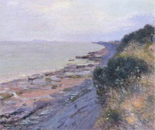 Картина "cliffs at penarth, evening, low tide" художника "сислей альфред"