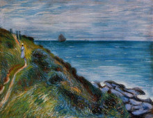 Картина "on the cliffs, langland bay, wales" художника "сислей альфред"