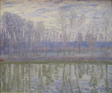 Копия картины "on the banks of the river loing" художника "сислей альфред"